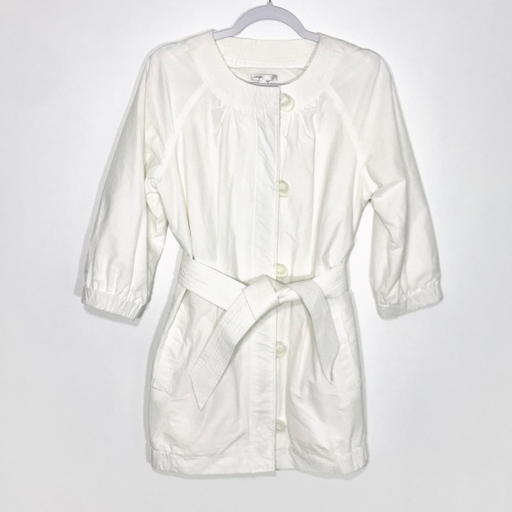 Vince • White Twill Half Sleeve Tie Sash Jacket